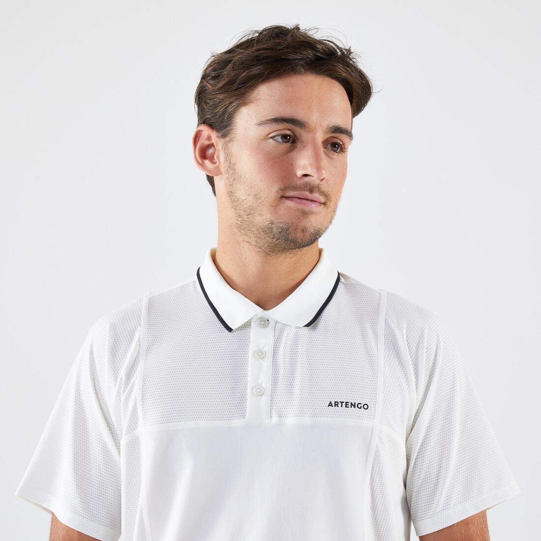 Men Tennis Short-Sleeved Polo Shirt Dry, White, No Color, large image number 5