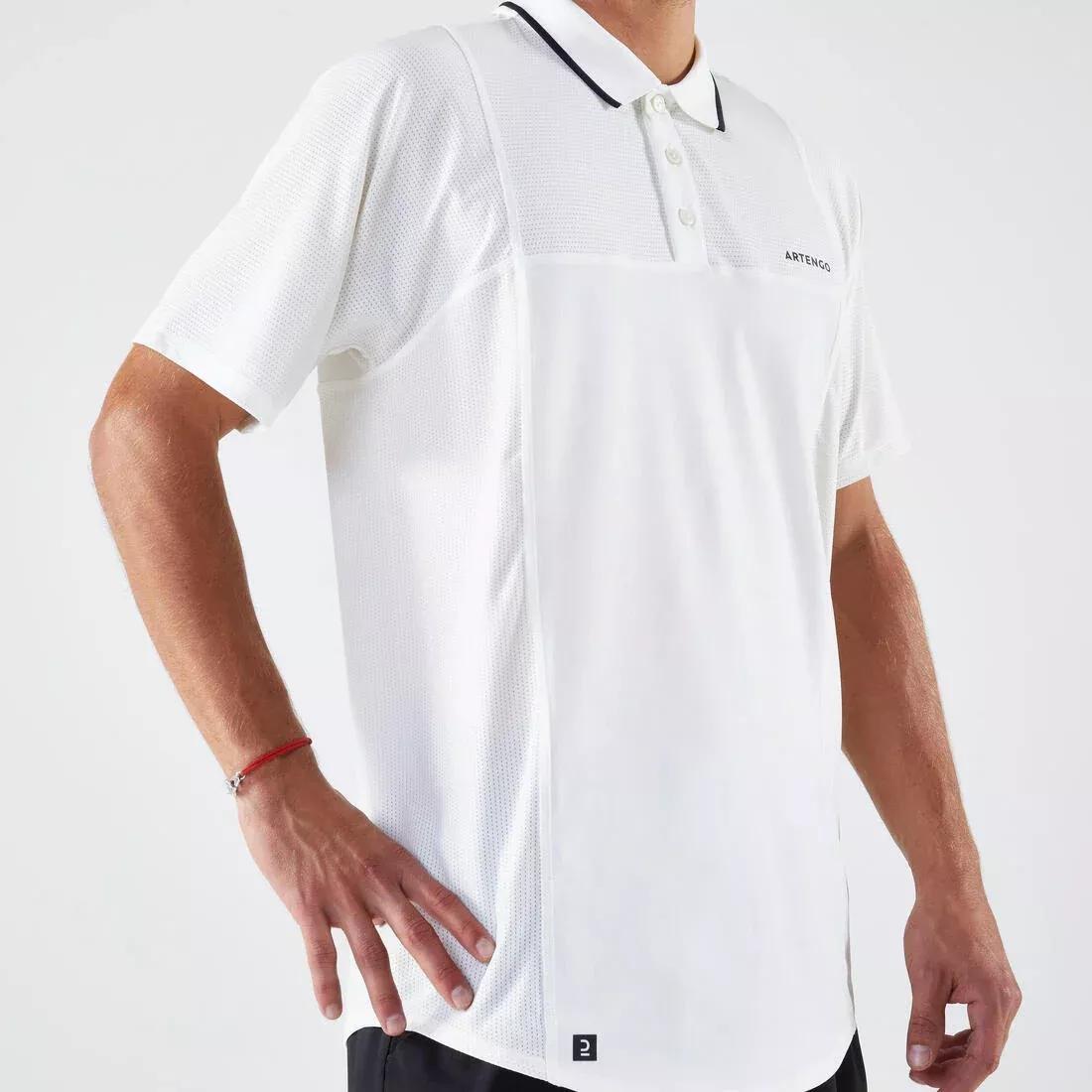 Men Tennis Short-Sleeved Polo Shirt Dry, White, No Color, large image number 8