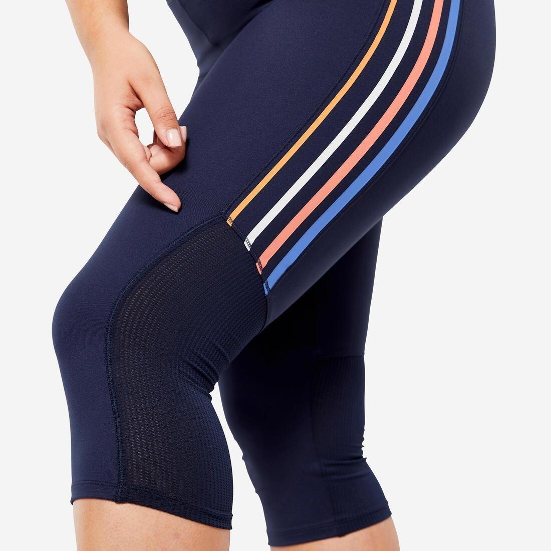 Women Fitness Cardio High-Waist Cropped Bottoms, Navy, , large image number 3