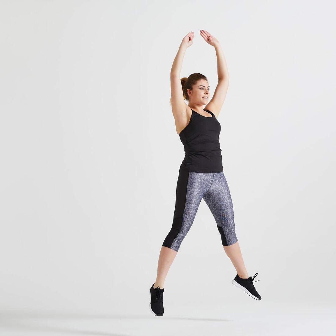 Women Fitness Cardio High-Waist Cropped Bottoms, Navy, No Color, large image number 4