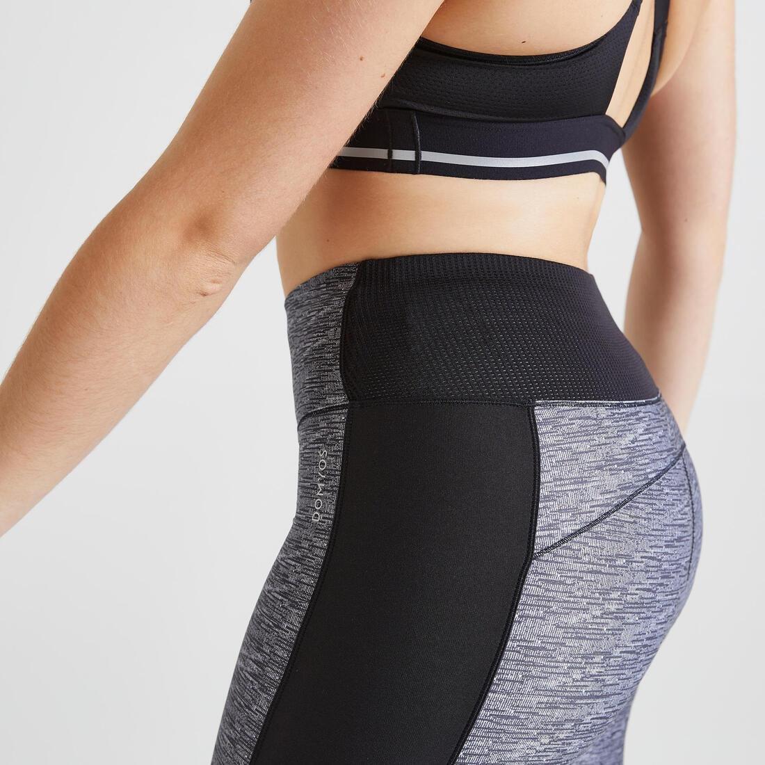 Women Fitness Cardio High-Waist Cropped Bottoms, Navy, , large image number 6
