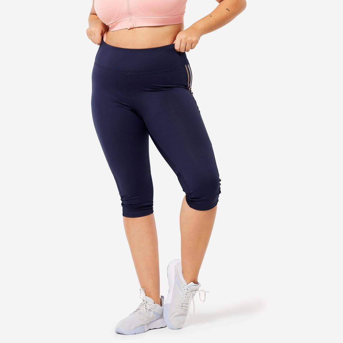 Women Fitness Cardio High-Waist Cropped Bottoms, Navy, , large image number 8