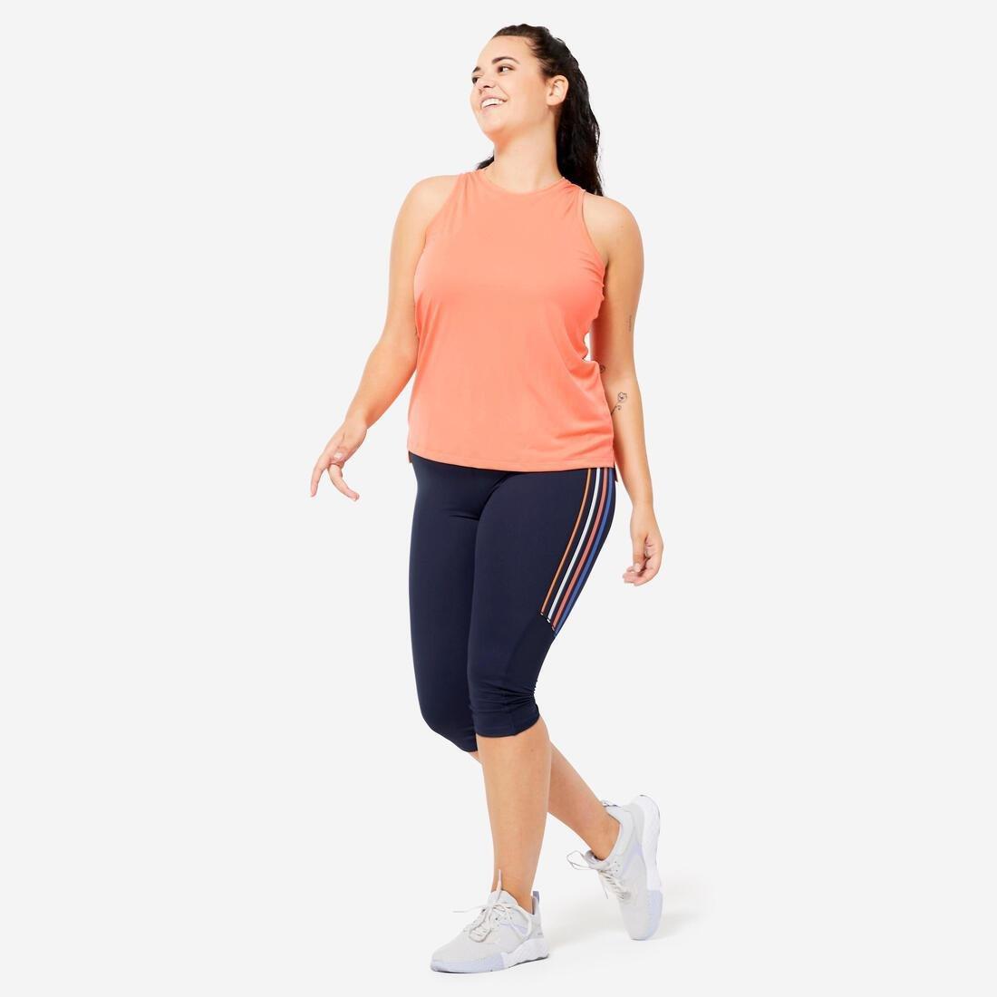 Women Fitness Cardio High-Waist Cropped Bottoms, Navy, , large image number 9
