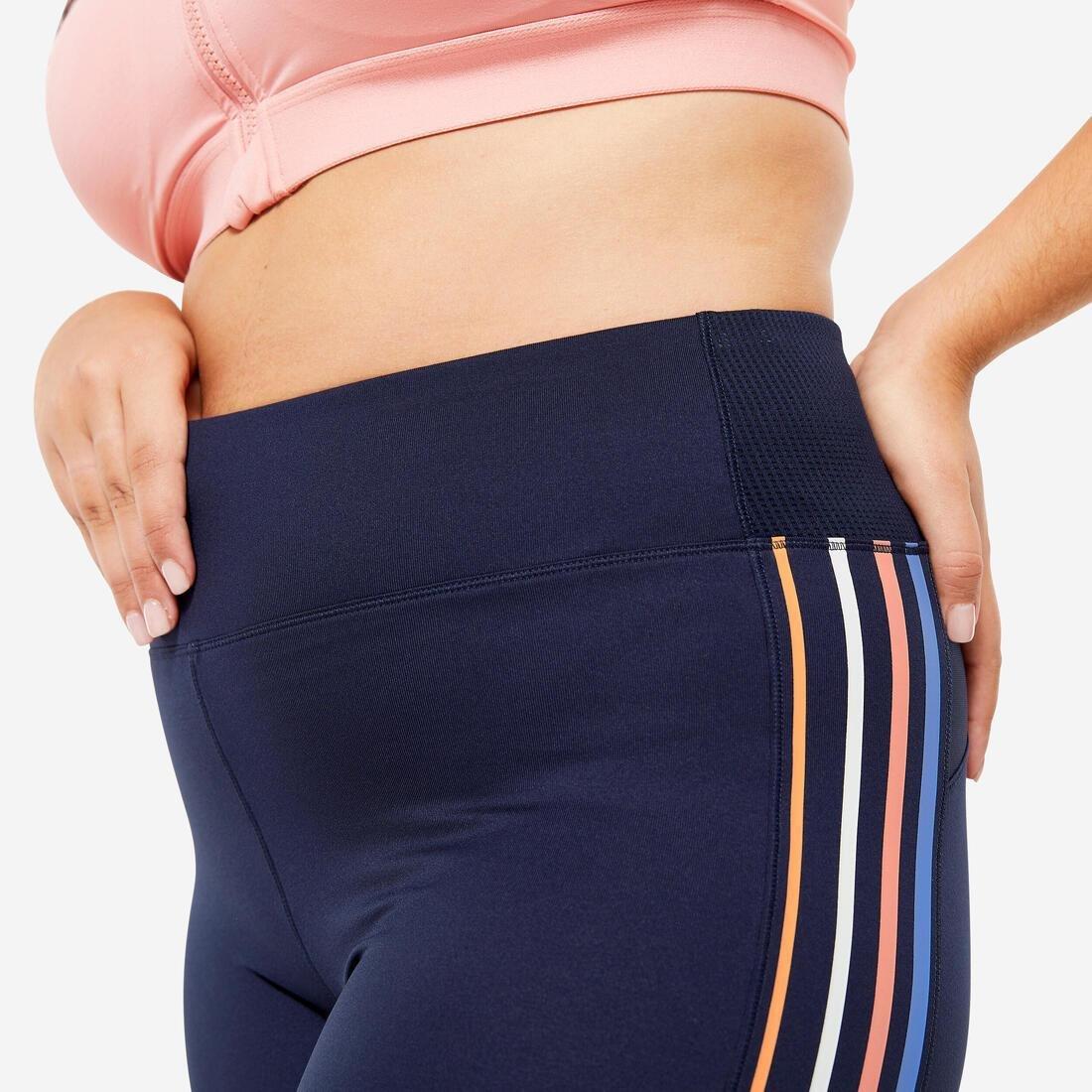 Women Fitness Cardio High-Waist Cropped Bottoms, Navy, , large image number 10