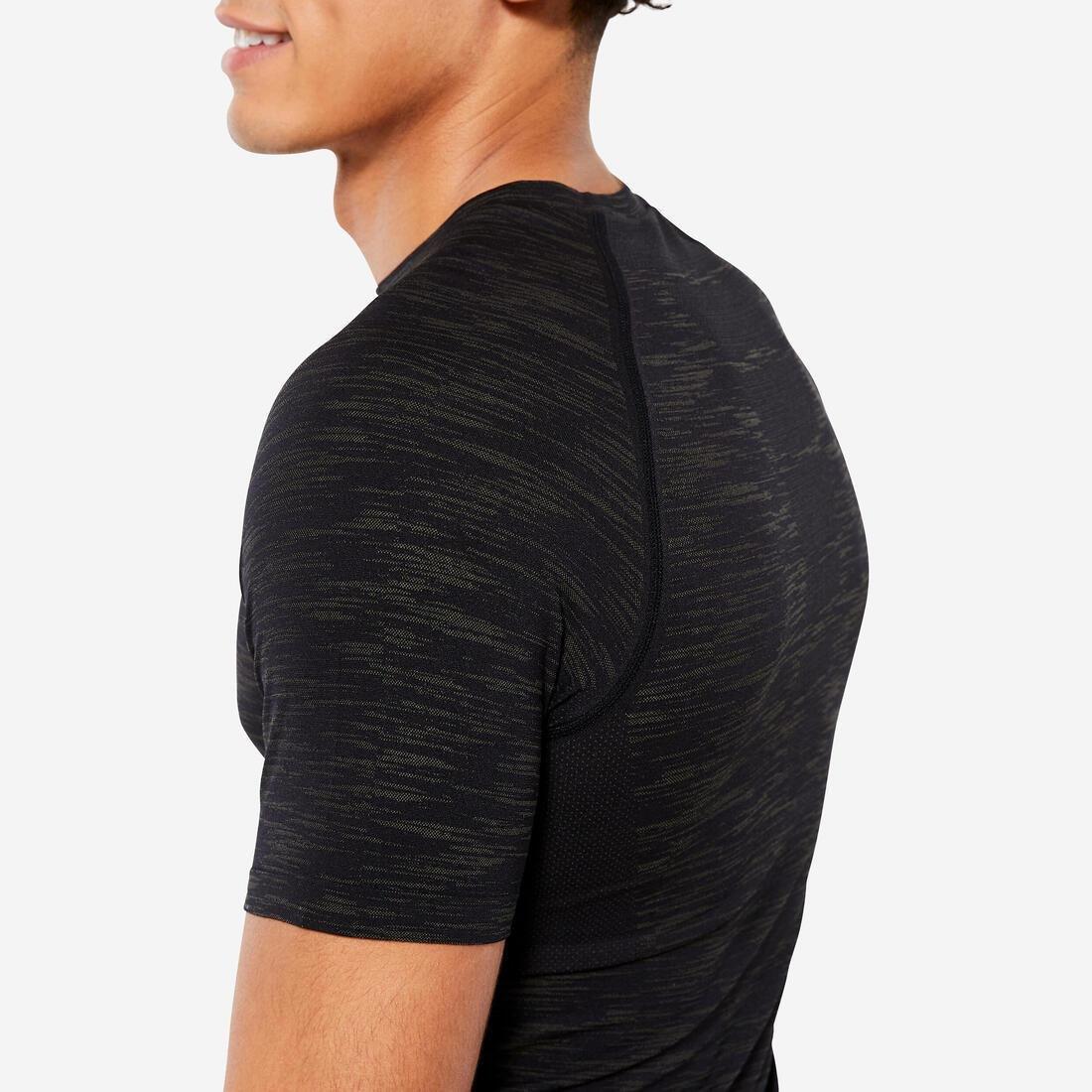 Men Breathable Short-Sleeved Crew Neck Weight Training Compression T-Shirt, Black, , large image number 13