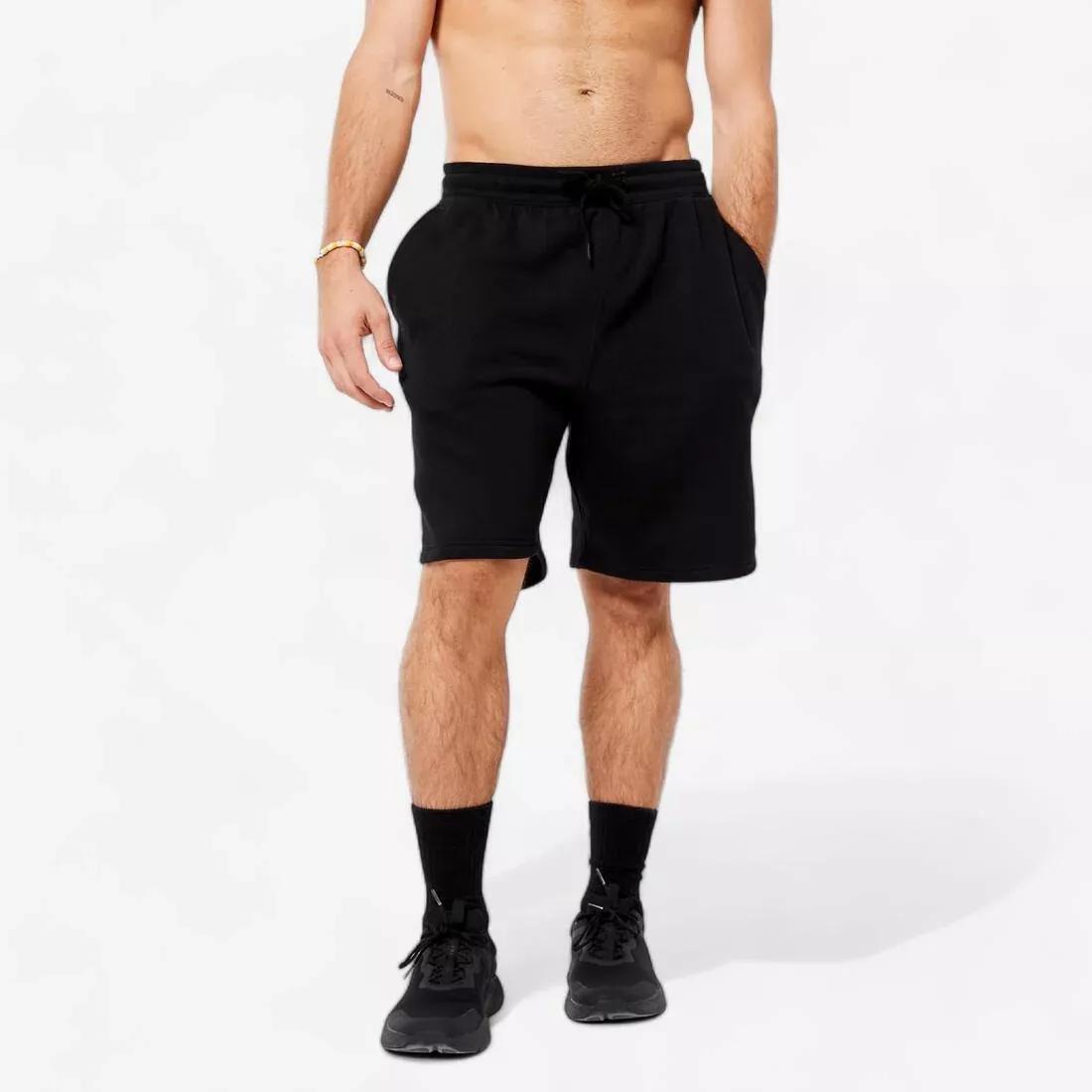 Men Fleece Shorts, Black, , medium