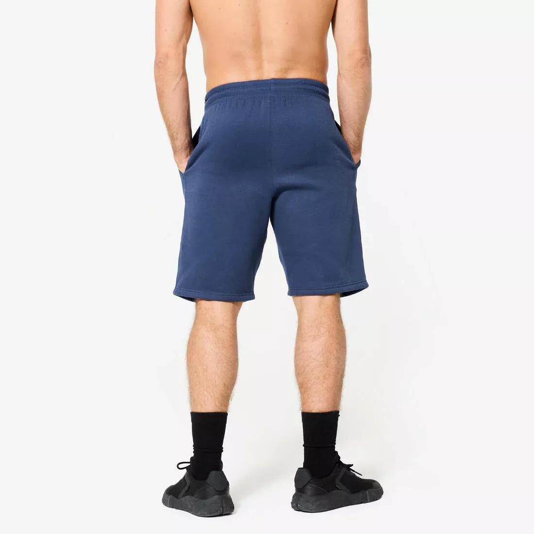 Men Fleece Fitness Shorts With Pockets, Grey, 5401_000, large image number 5