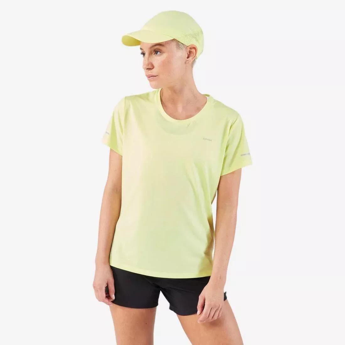 Women's Breathable Running T-Shirt - Kiprun Run 500 Dry, Yellow, No Color, medium