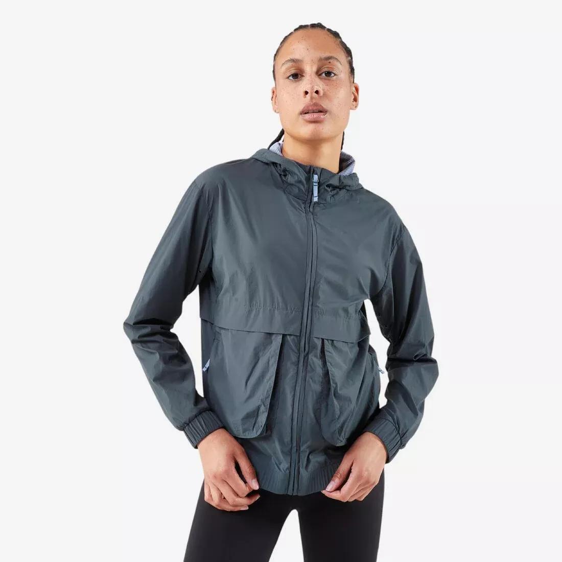 Women Windproof Running Jacket - Kiprun Run 500 Wind, Green, 5401_000, medium
