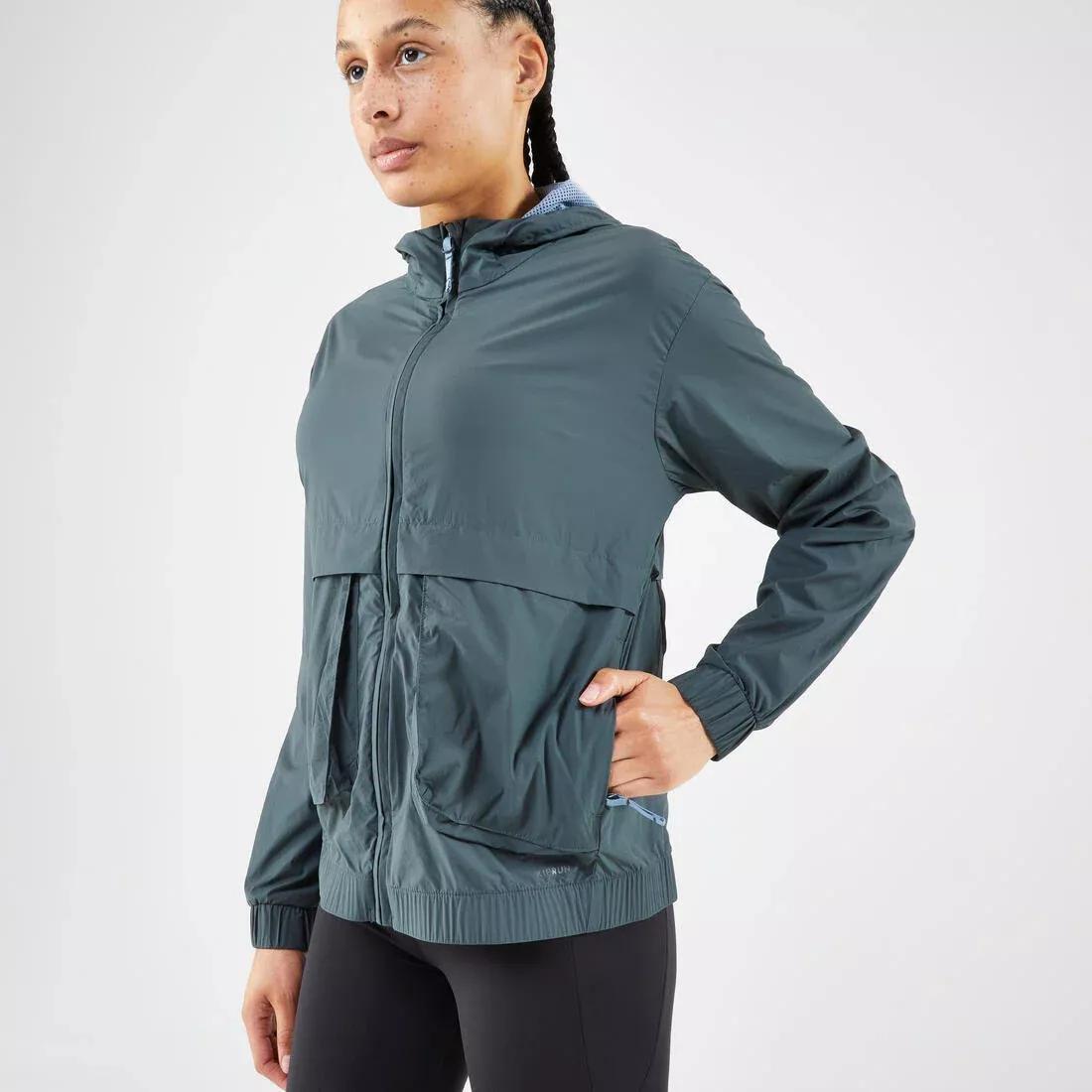 Women Windproof Running Jacket - Kiprun Run 500 Wind, Green, 5401_000, large image number 5