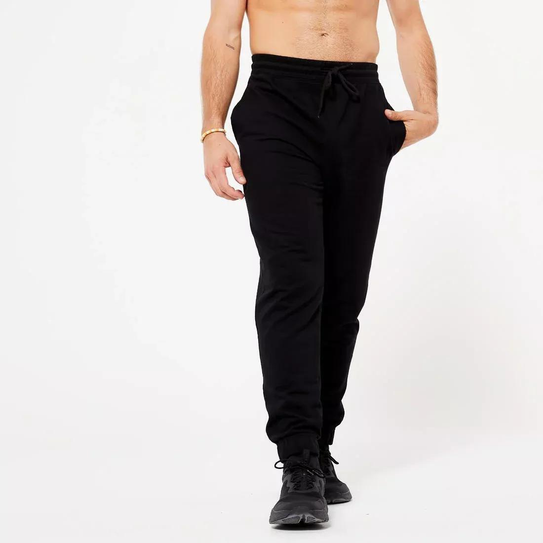 Men Warm Jogging Bottoms, Black, No Color, medium