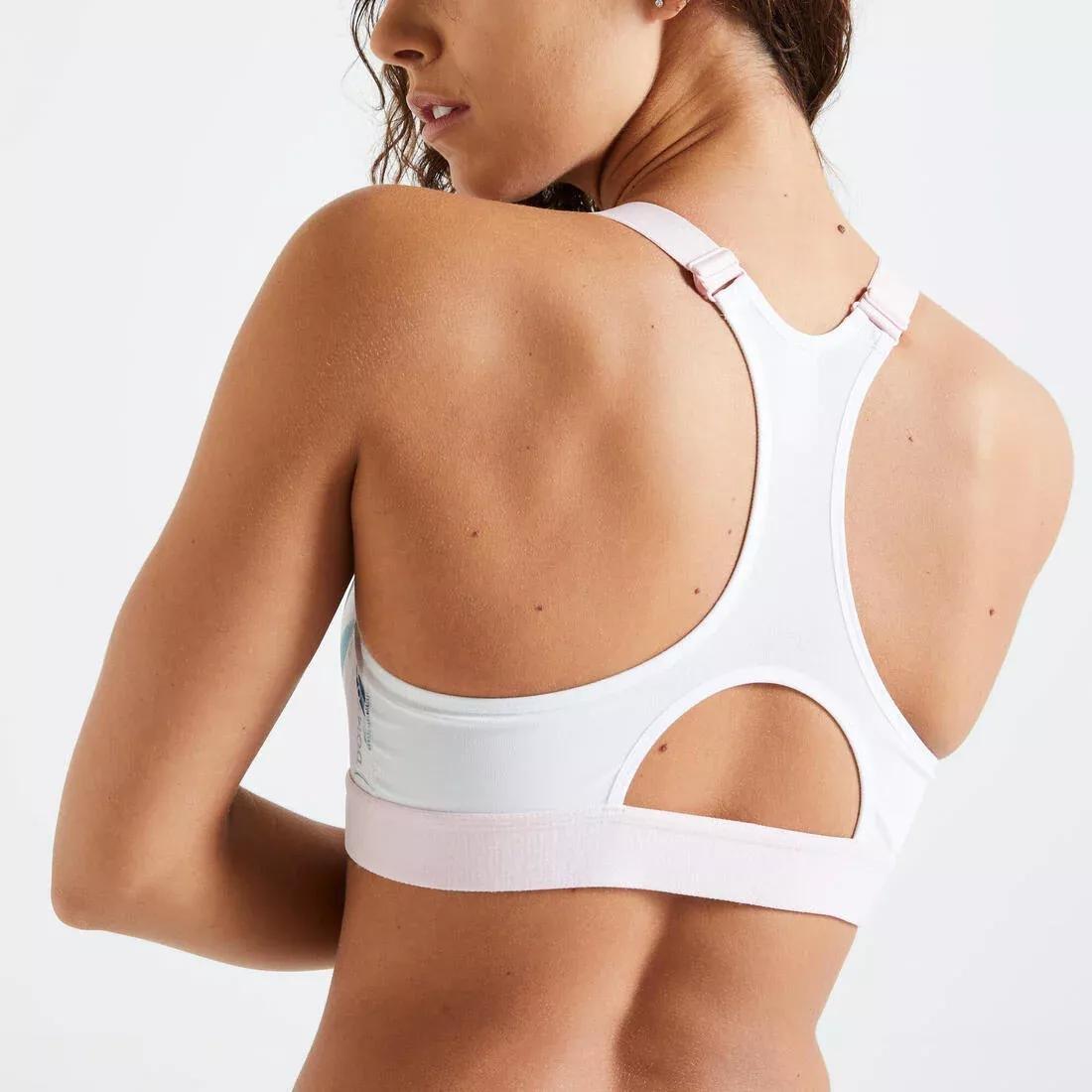 Women High Support Zipped Sports Bra With Cups, Grey, , large image number 8