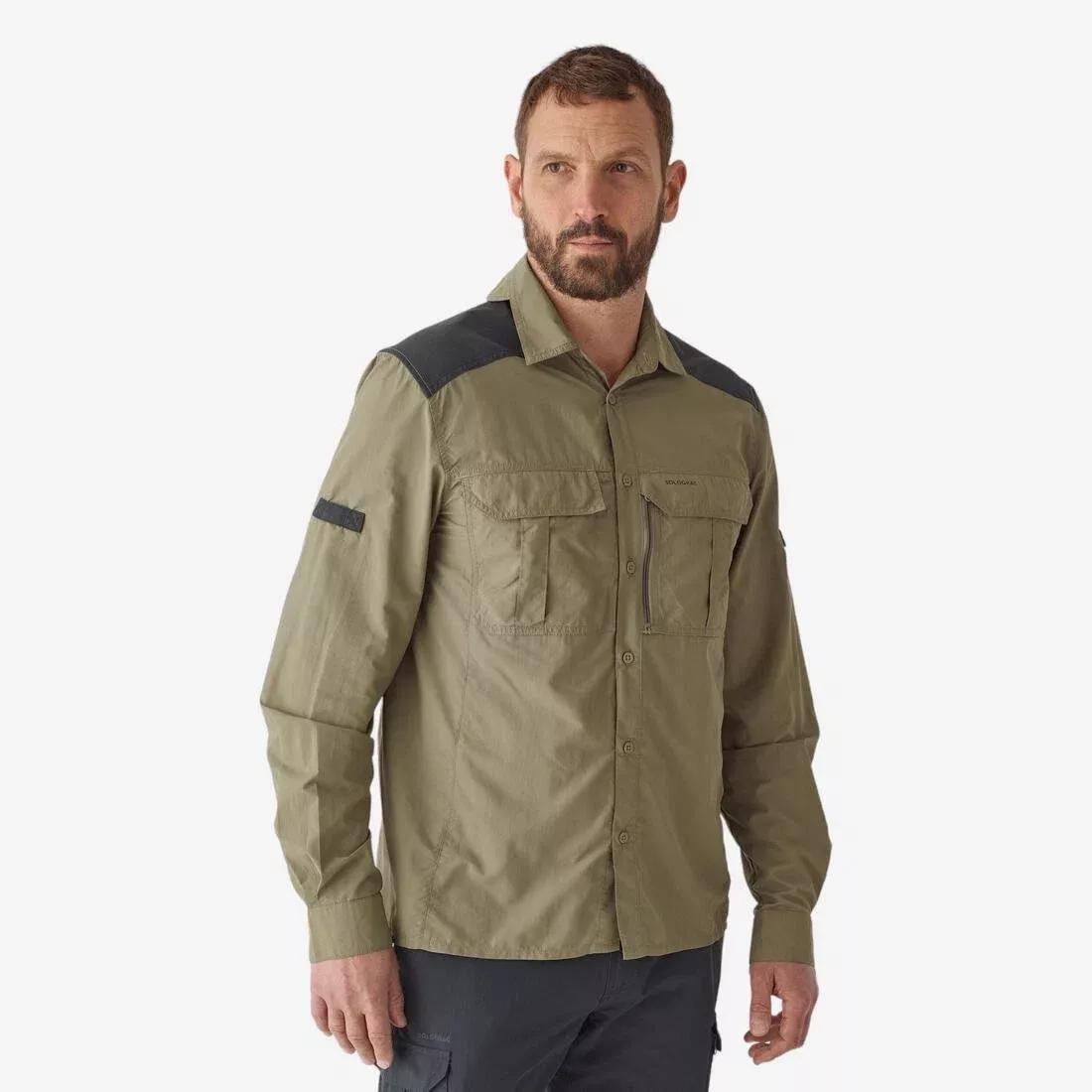 Lightweight Breathable Long-Sleeved Shirt 520, Khaki, No Color, medium