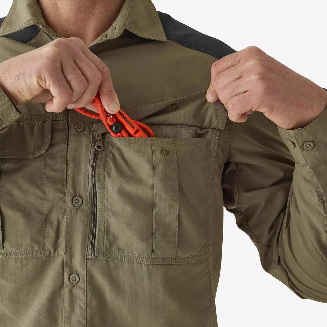 Lightweight Breathable Long-Sleeved Shirt 520, Khaki, No Color, large image number 3