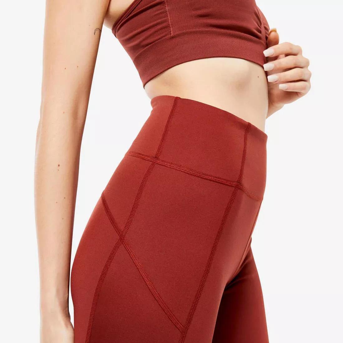 Knee-Length Dynamic Yoga Shorts, terracotta brown, , large image number 4