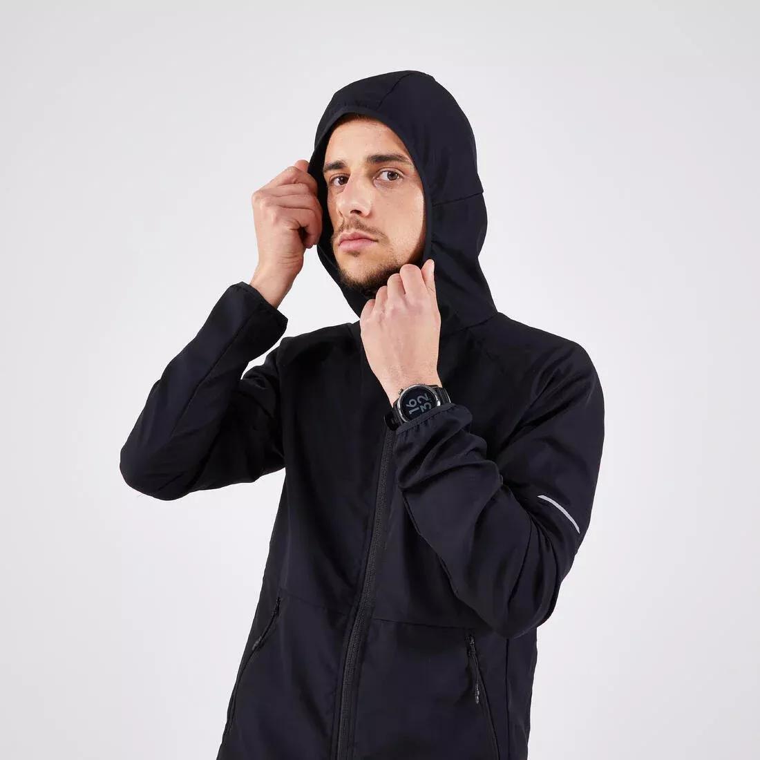 Men Windproof Running & Trail Running Jacket - Kiprun Run 100, Black, No Color, large image number 4