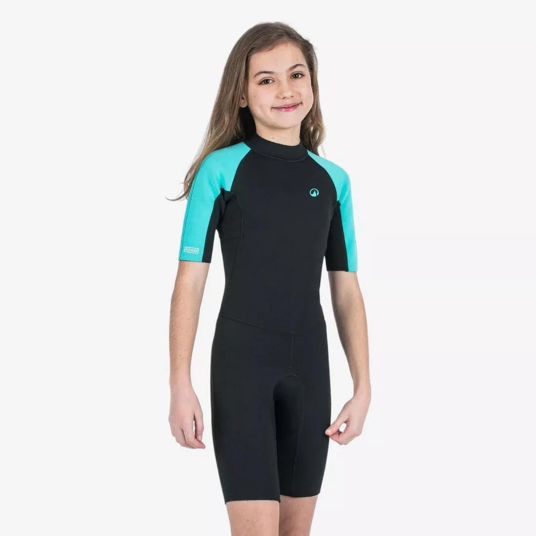 Kids Surfing Shorty Suit - 1.5 mm Yulex 100, Black, No Color, large image number 0