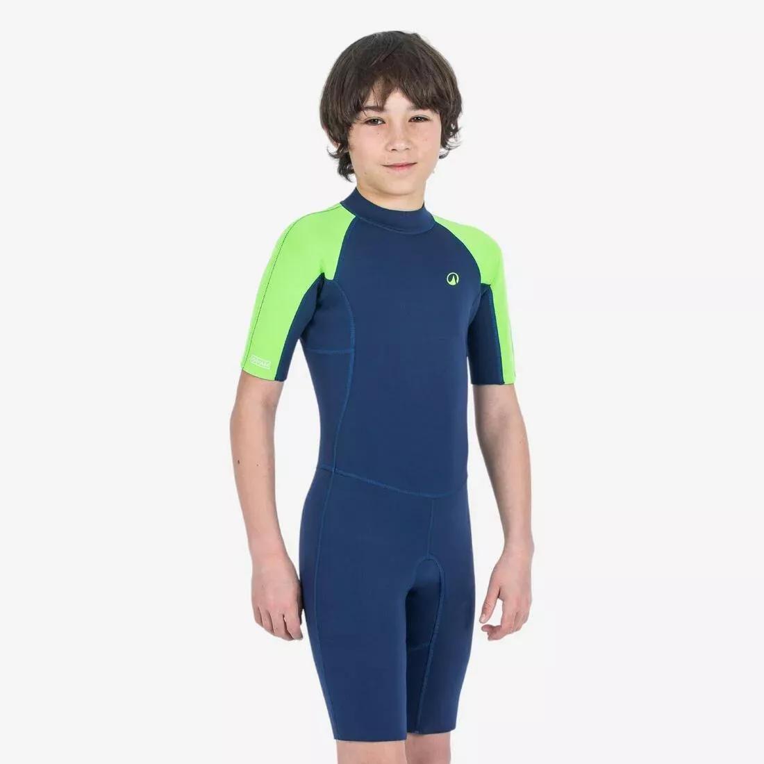 Kids Surfing Shorty Suit - 1.5 mm Yulex 100, Black, No Color, large image number 1