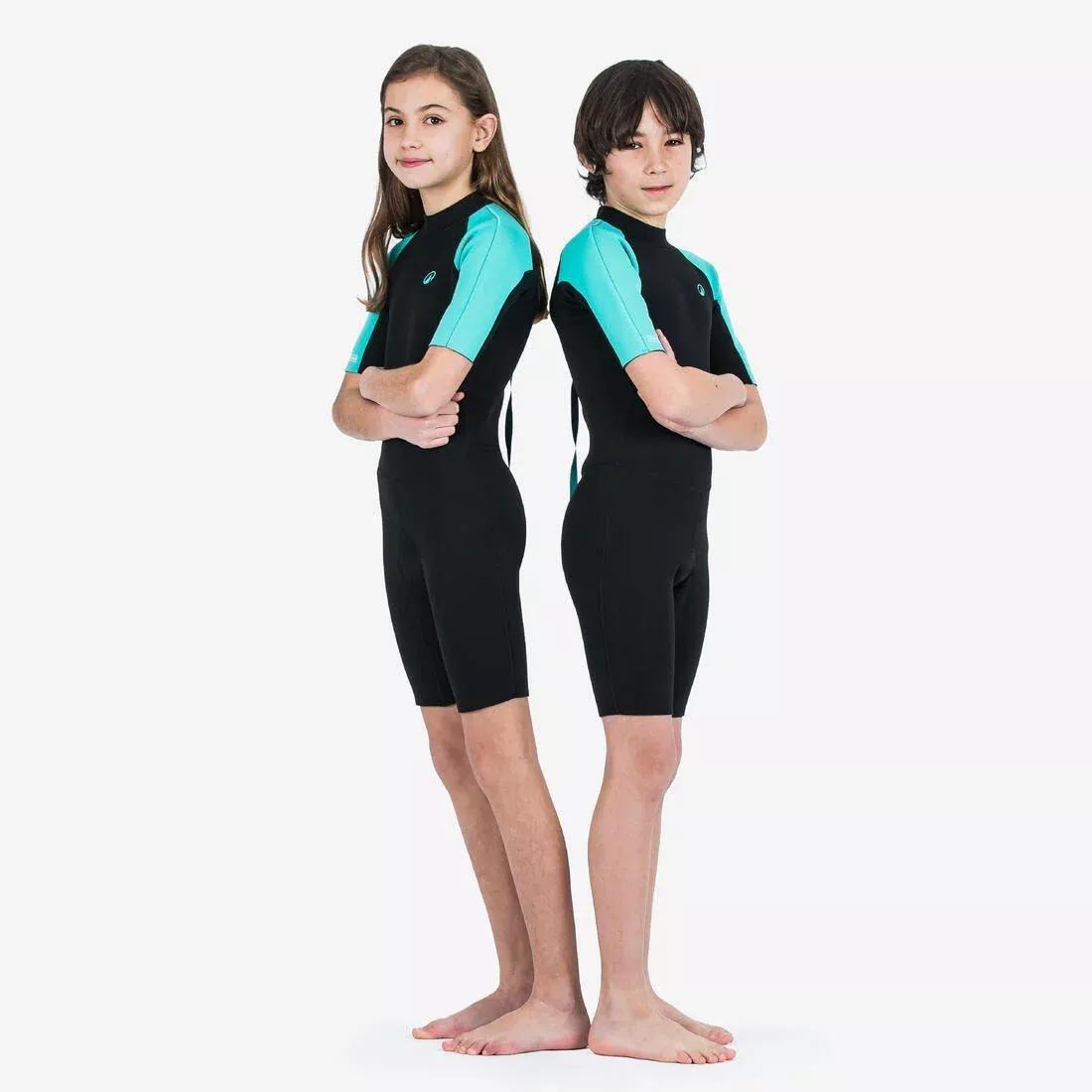 Kids Surfing Shorty Suit - 1.5 mm Yulex 100, Black, No Color, large image number 4