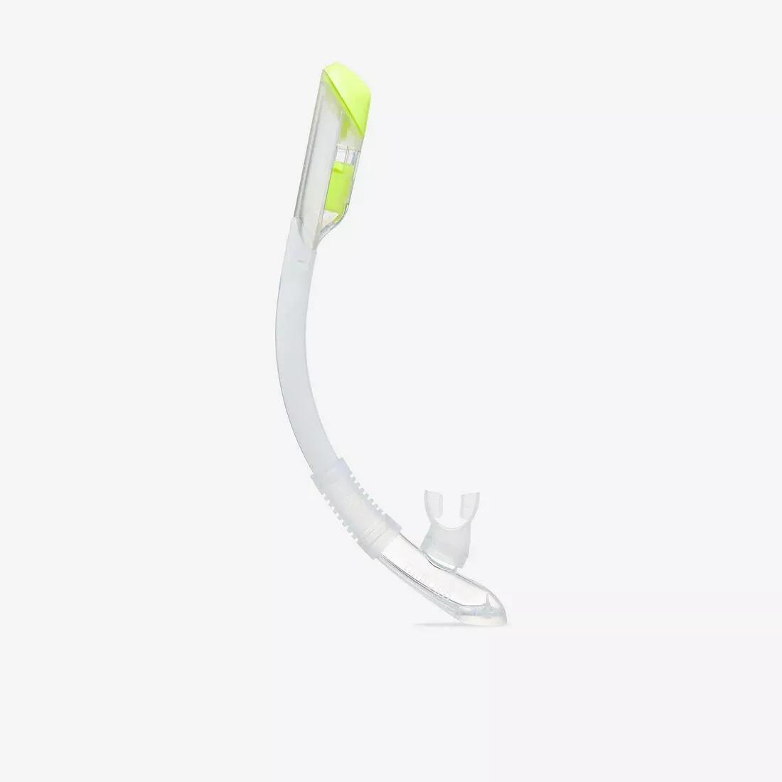 Kids Unisex diving snorkel with dry top valve - DRY TOP SNORKEL JUNIOR 100, Translucent, No Color, medium