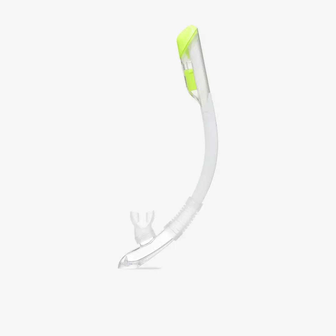 Kids Unisex diving snorkel with dry top valve - DRY TOP SNORKEL JUNIOR 100, Translucent, No Color, large image number 3