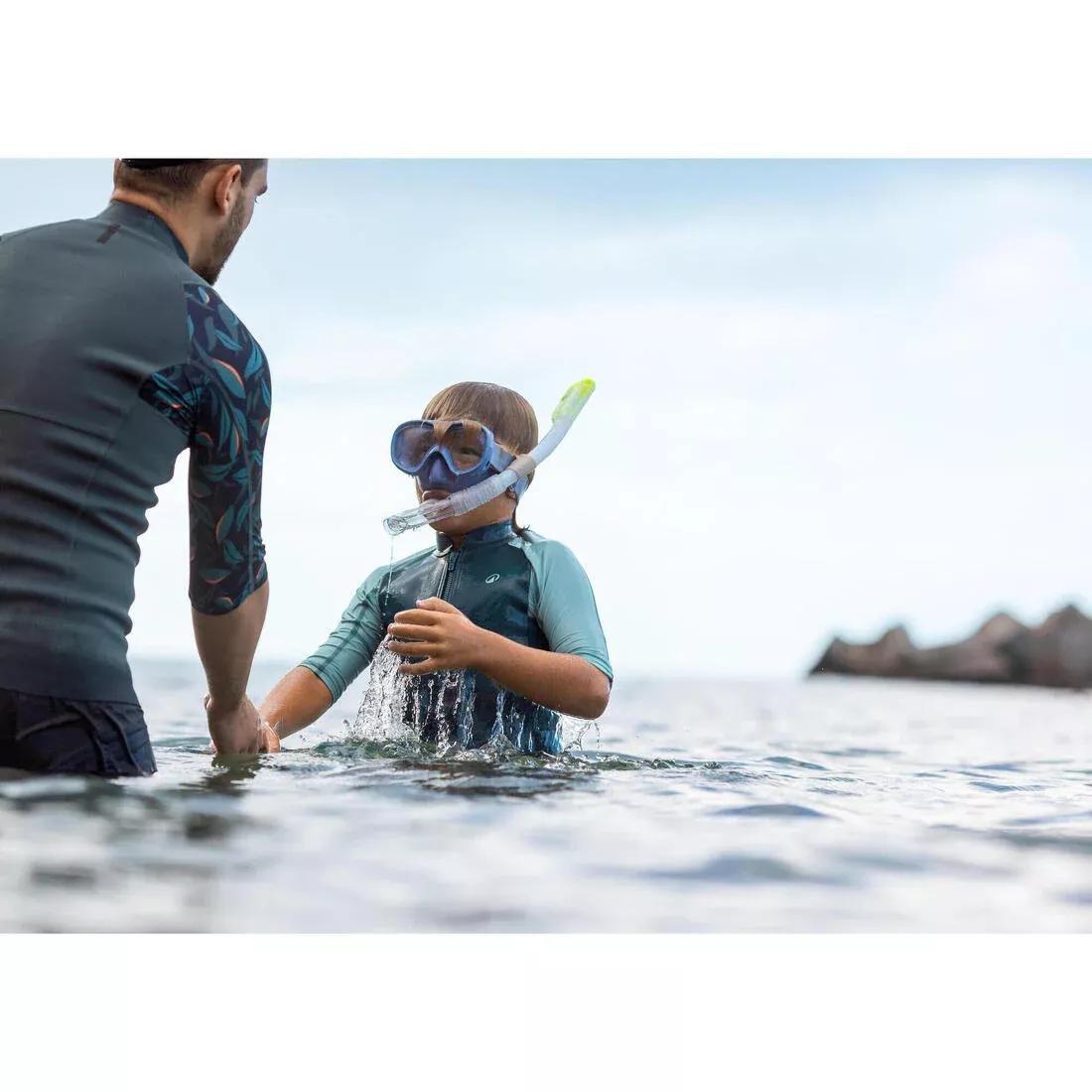 Kids Unisex diving snorkel with dry top valve - DRY TOP SNORKEL JUNIOR 100, Translucent, No Color, large image number 6