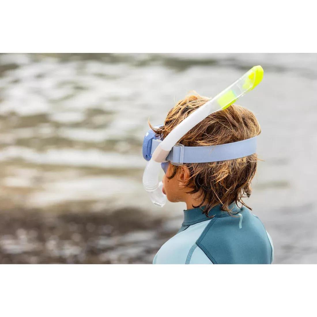 Kids Unisex diving snorkel with dry top valve - DRY TOP SNORKEL JUNIOR 100, Translucent, No Color, large image number 7