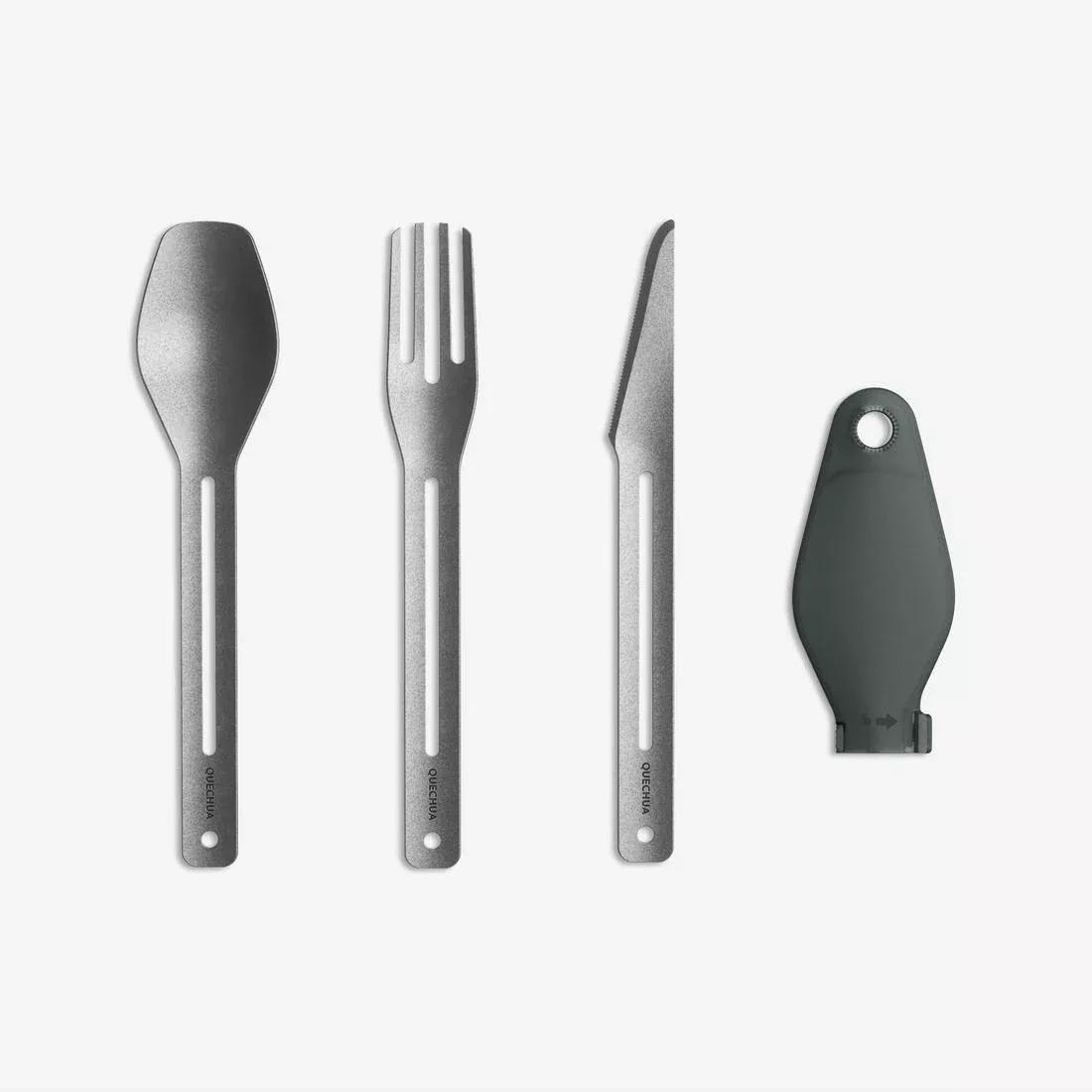 3-Piece Stainless-Steel Cutlery Set - (Spoon, Fork, Knife - Storage Box), Black, No Color, large image number 1