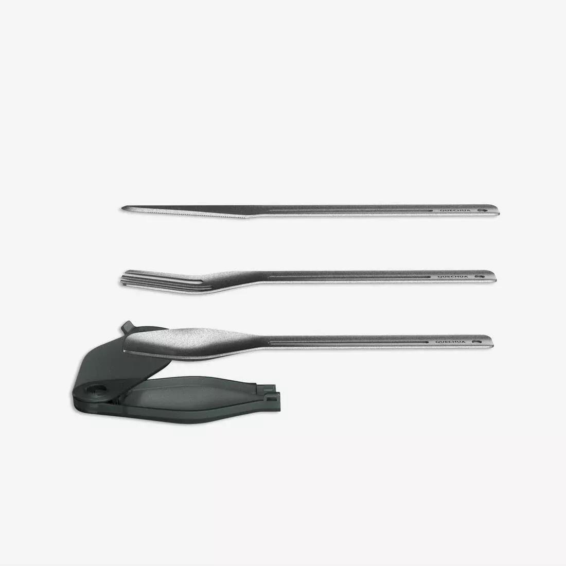 3-Piece Stainless-Steel Cutlery Set - (Spoon, Fork, Knife - Storage Box), Black, No Color, large image number 2