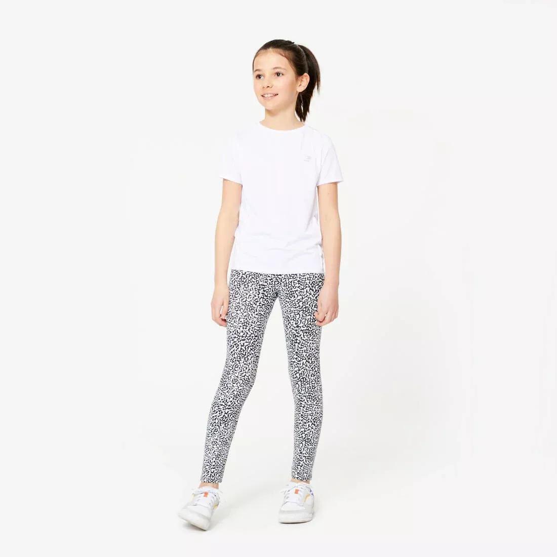 Kids Girls Cotton Leggings Print, Black, No Color, large image number 8