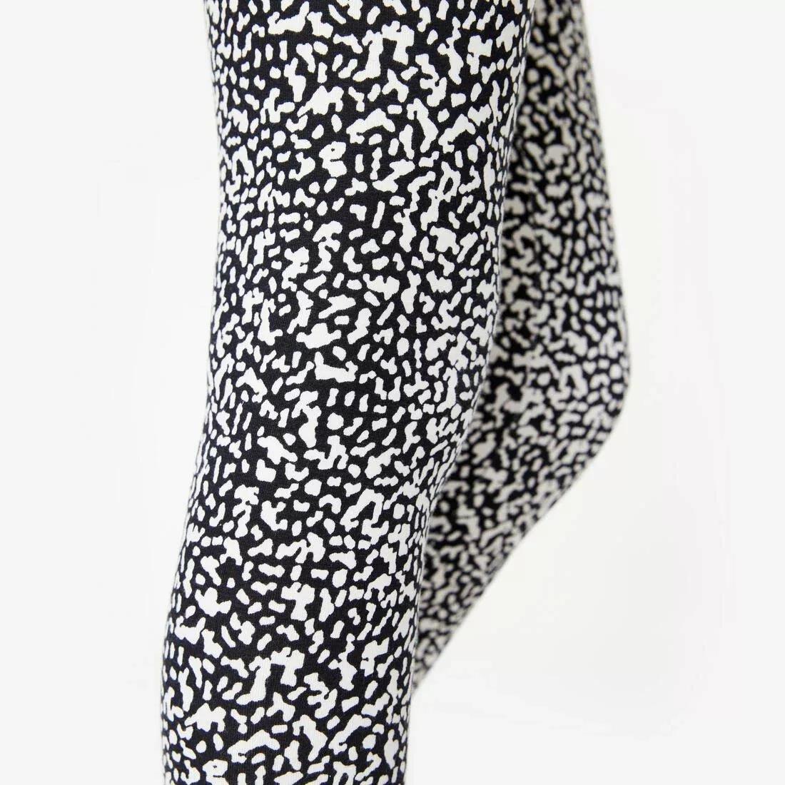 Kids Girls Cotton Leggings Print, Black, No Color, large image number 9