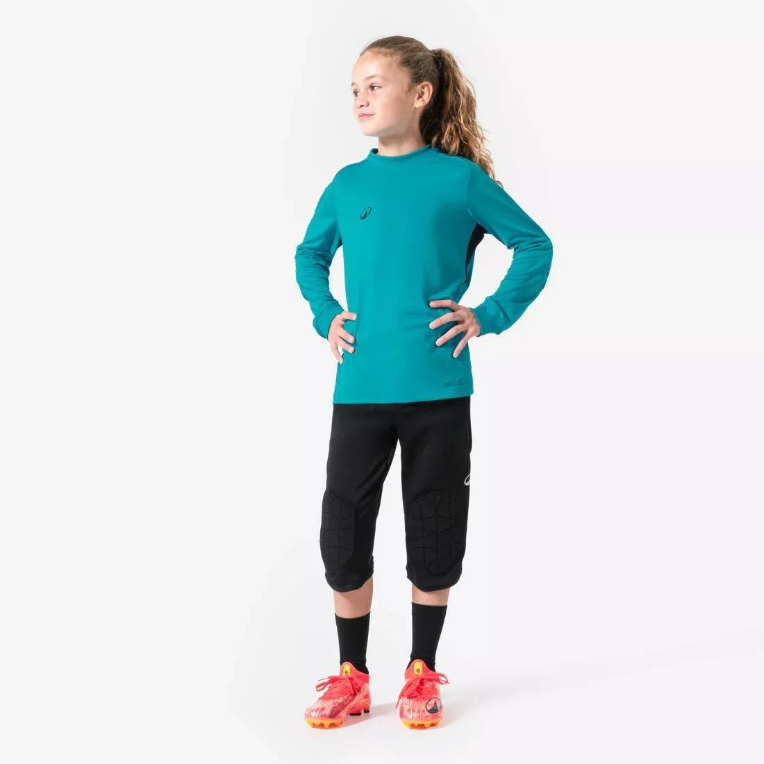 Kids Unisex Football Goalkeeper Shirt - F100, Blue, No Color, medium