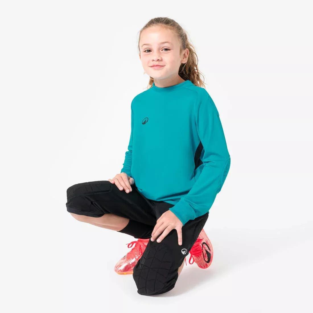 Kids Unisex Football Goalkeeper Shirt - F100, Blue, No Color, large image number 6