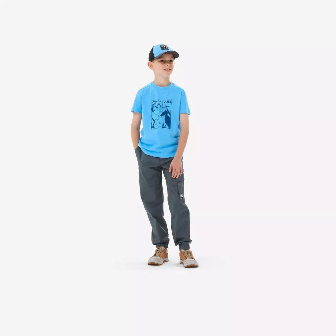 CORNFLOWER BLUE Kids' hiking T-shirt, 7-15 years, NH100, , large image number 1