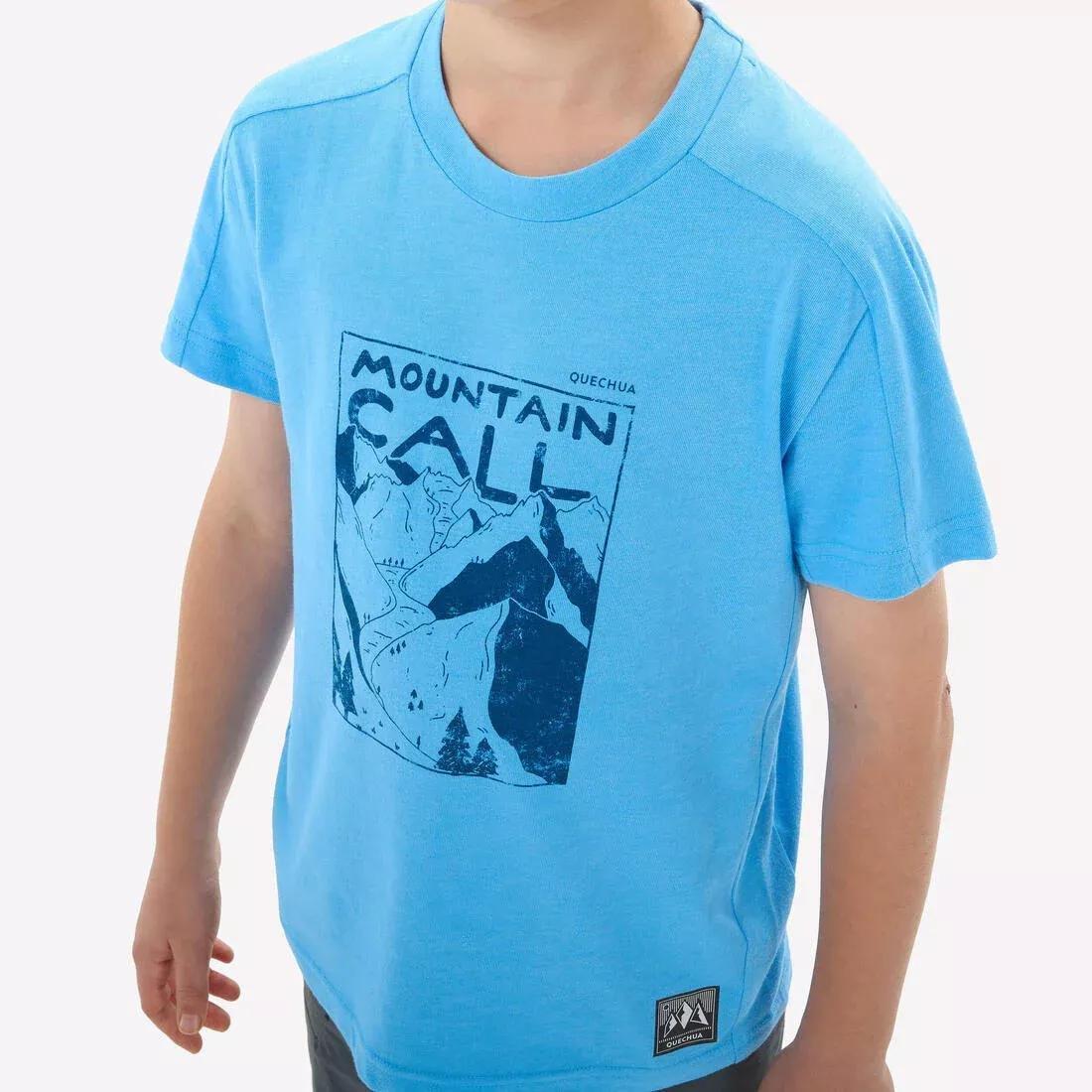 CORNFLOWER BLUE Kids' hiking T-shirt, 7-15 years, NH100, , large image number 2