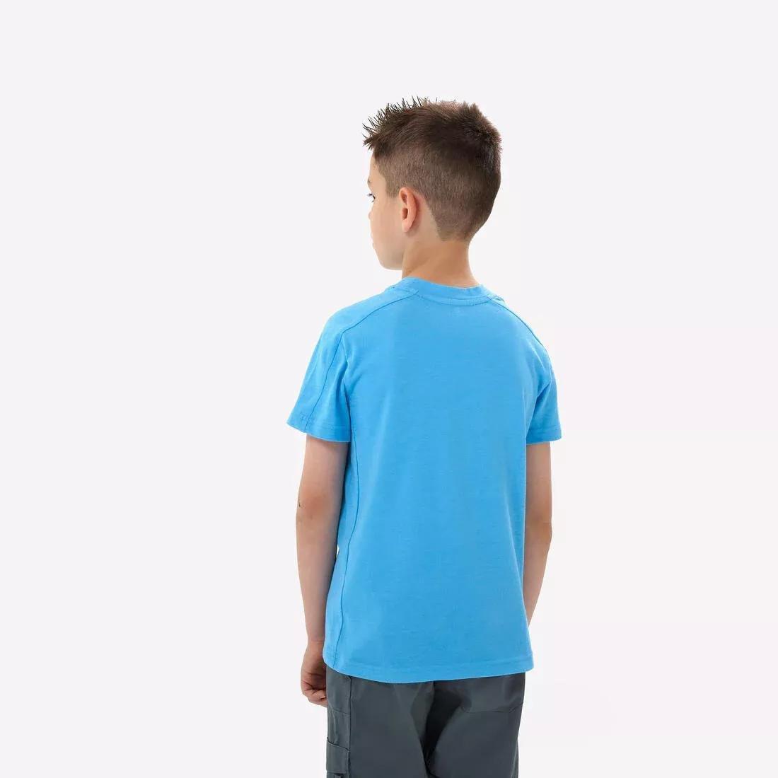CORNFLOWER BLUE Kids' hiking T-shirt, 7-15 years, NH100, , large image number 3