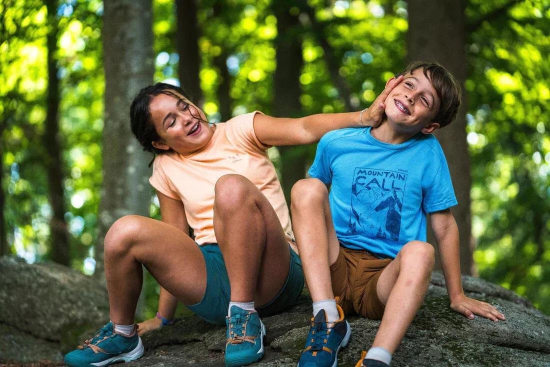 CORNFLOWER BLUE Kids' hiking T-shirt, 7-15 years, NH100, , large image number 6