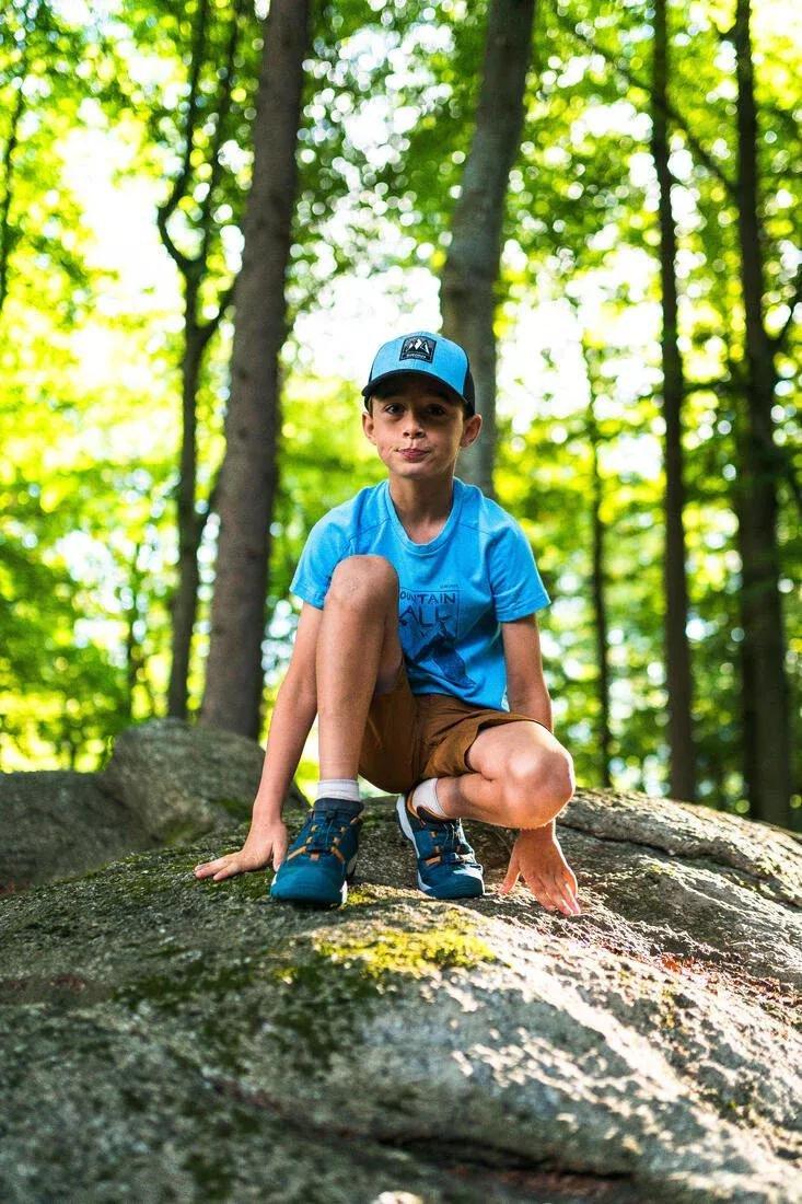 CORNFLOWER BLUE Kids' hiking T-shirt, 7-15 years, NH100, , large image number 9