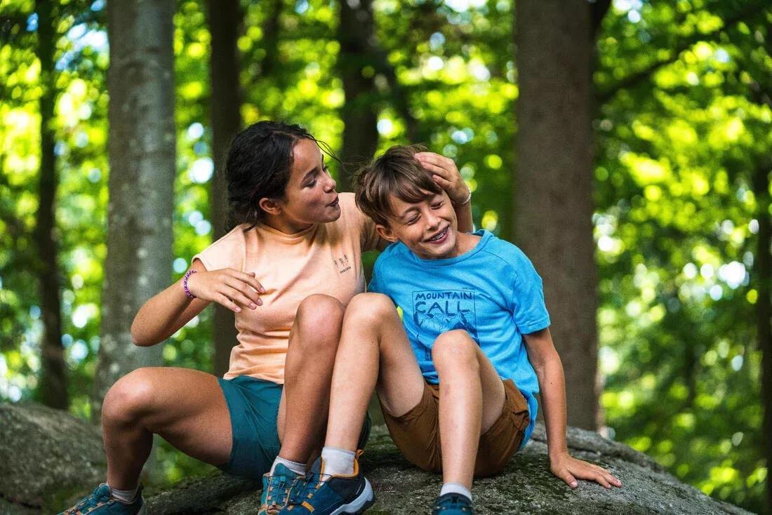 CORNFLOWER BLUE Kids' hiking T-shirt, 7-15 years, NH100, , large image number 10