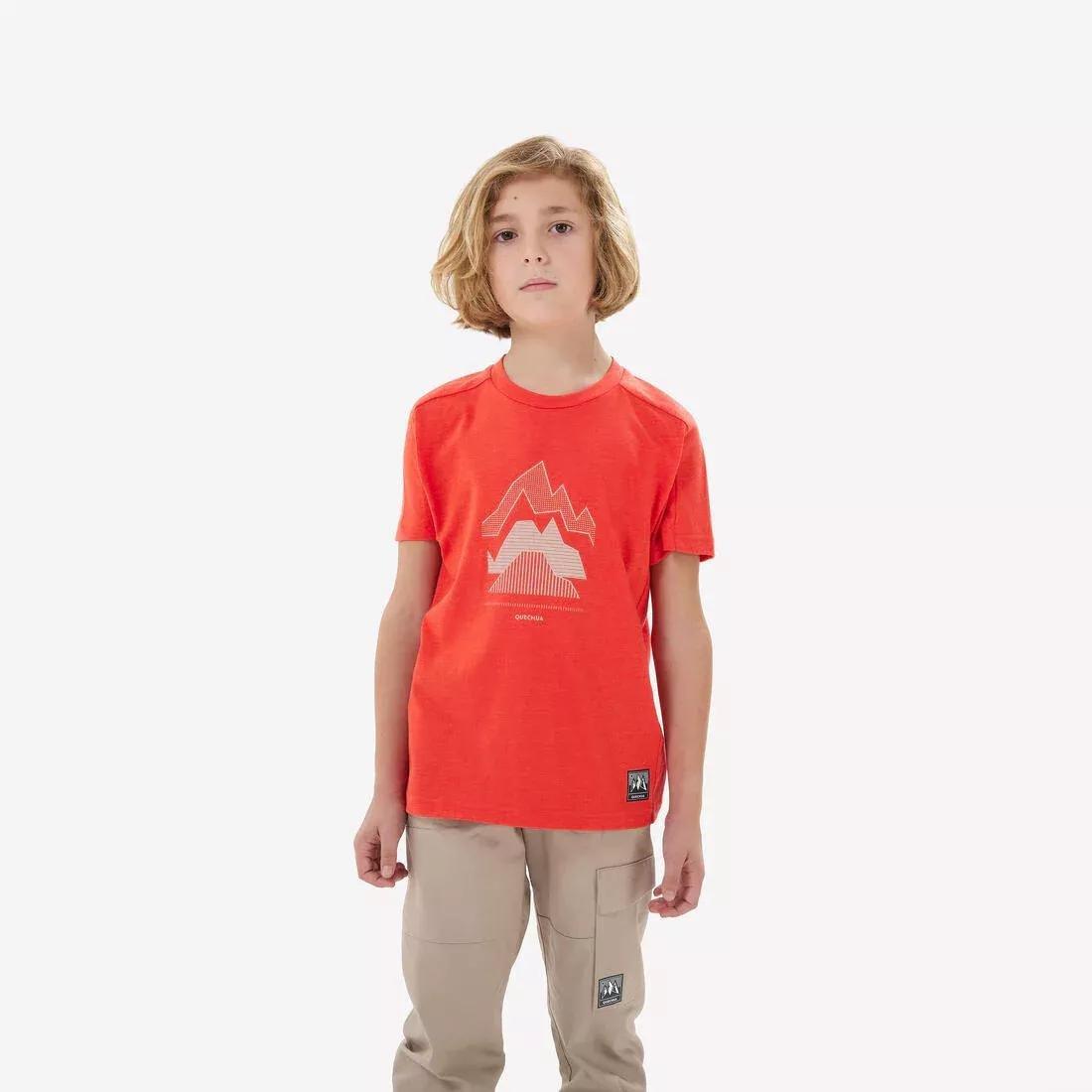 Kids Unisex Hiking T-Shirt - NH100 7-15 Years - Twin, Red, No Color, large image number 0