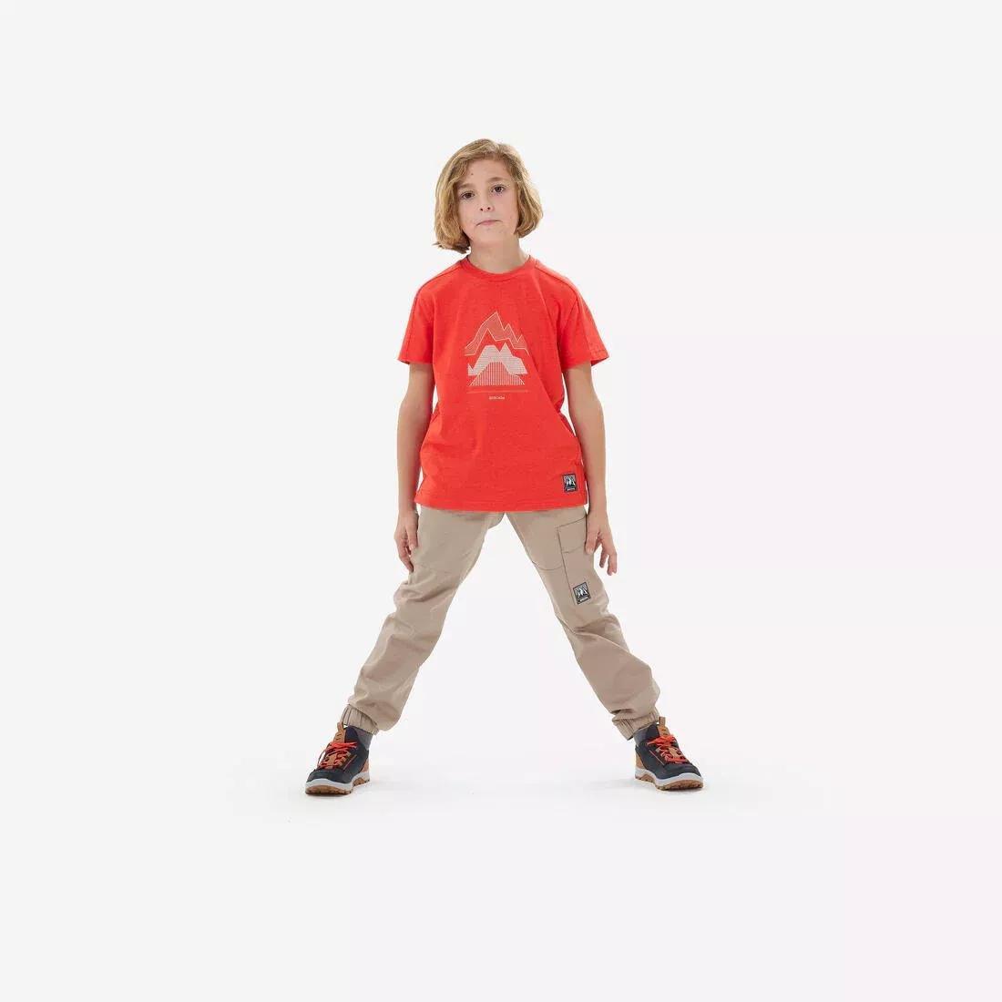 Kids Unisex Hiking T-Shirt - NH100 7-15 Years - Twin, Red, No Color, large image number 5