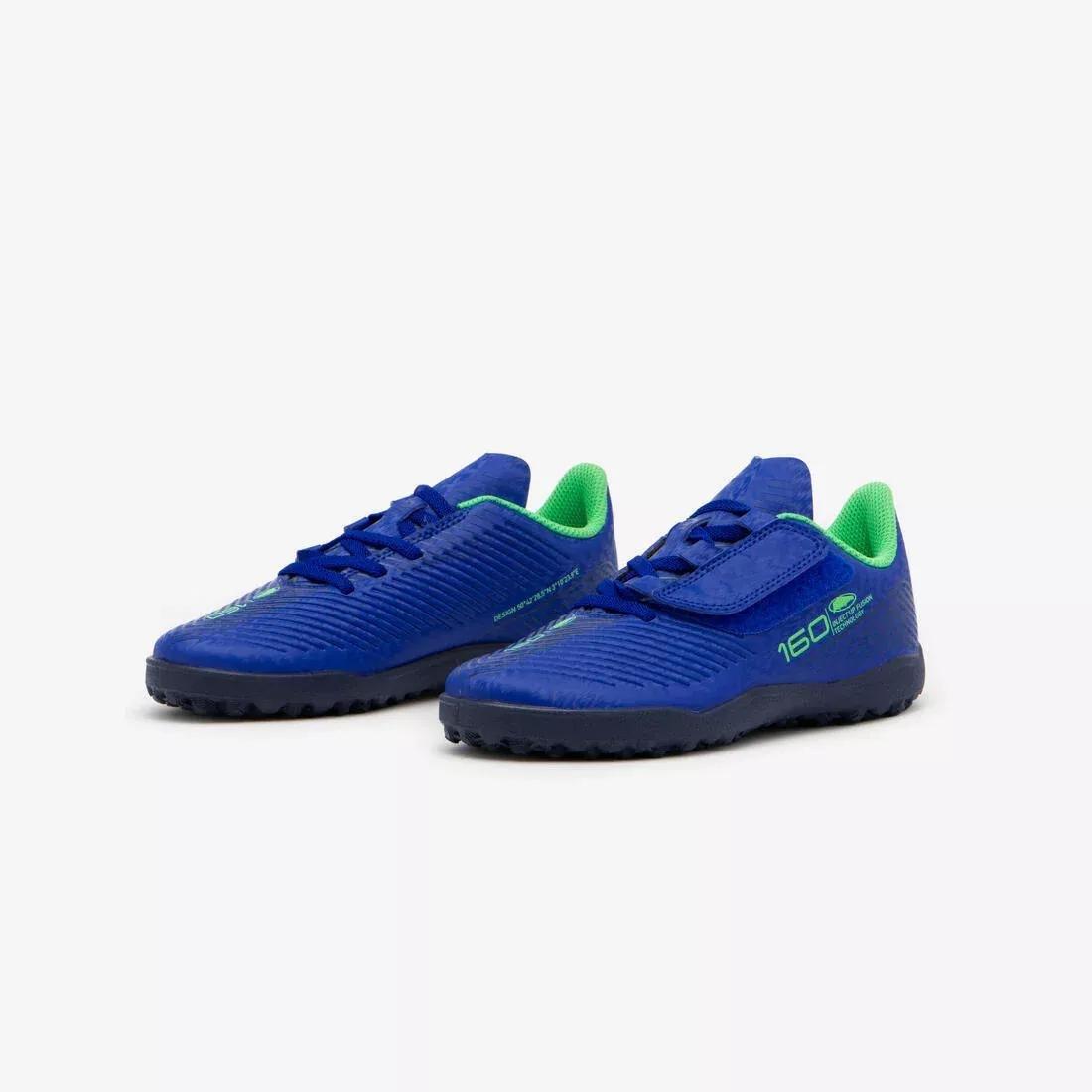 Kids Unisex Rip-Tab Football Boots - 160 Easy Turf, Blue, No Color, large image number 12