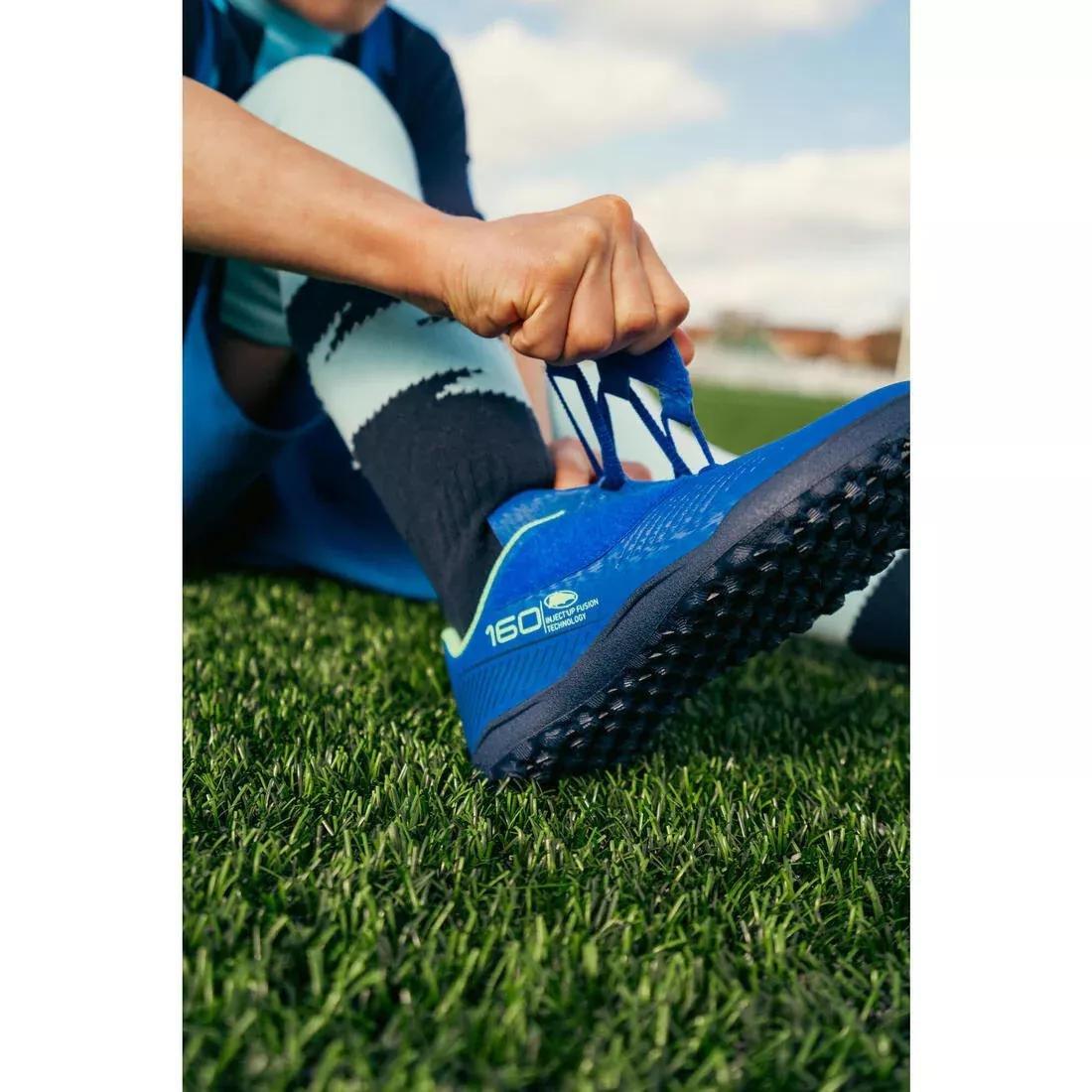 Kids Unisex Rip-Tab Football Boots - 160 Easy Turf, Blue, No Color, large image number 14