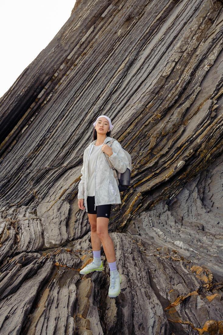 Women's Short-sleeved Hiking T-Shirt, Pearl Beige, No Color, medium