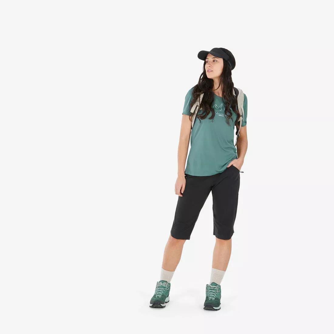 Women Short-Sleeved Hiking T-Shirt - Mh500, Green, , large image number 1