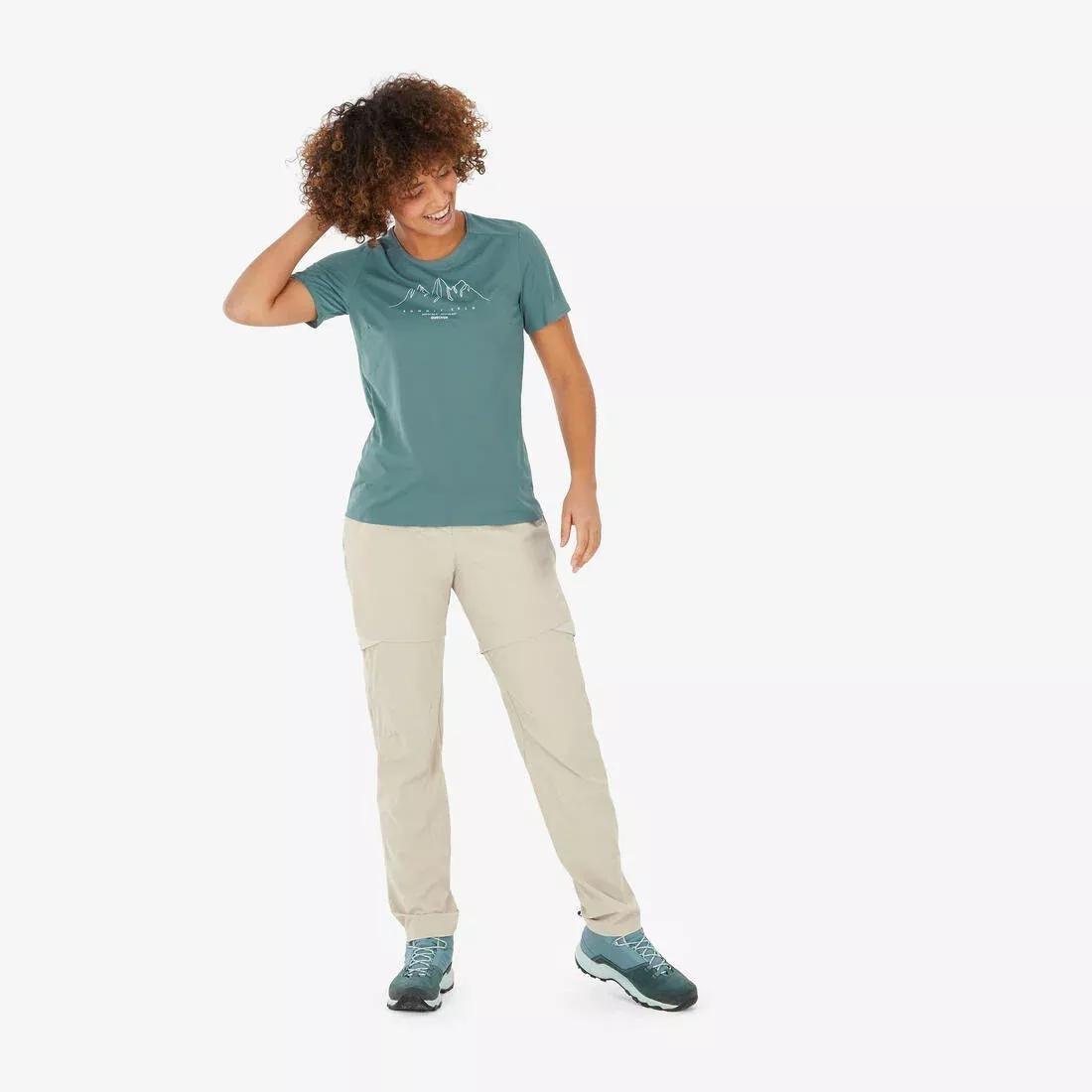 Women Short-Sleeved Hiking T-Shirt - Mh500, Green, No Color, large image number 6