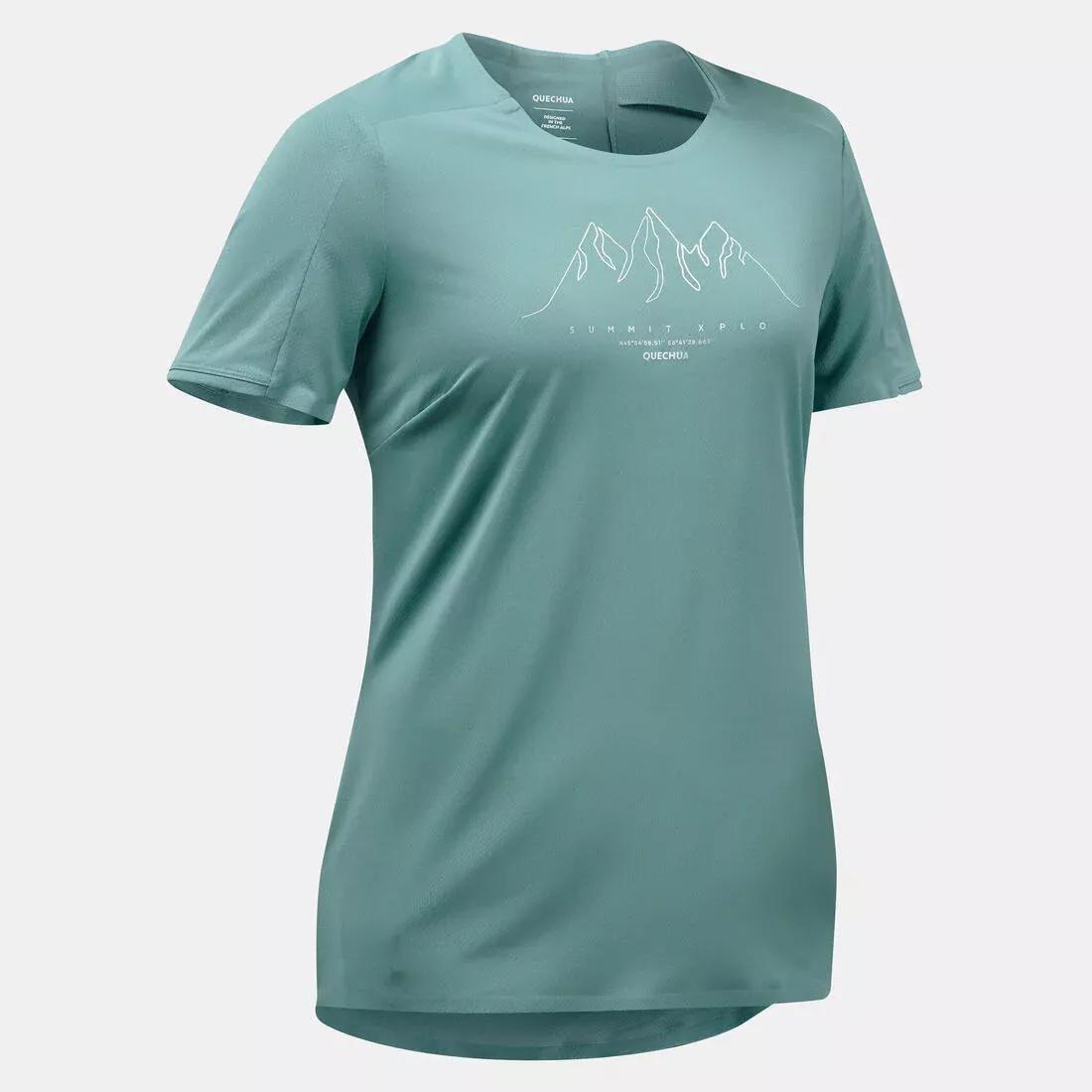 Women Short-Sleeved Hiking T-Shirt - Mh500, Green, , large image number 7