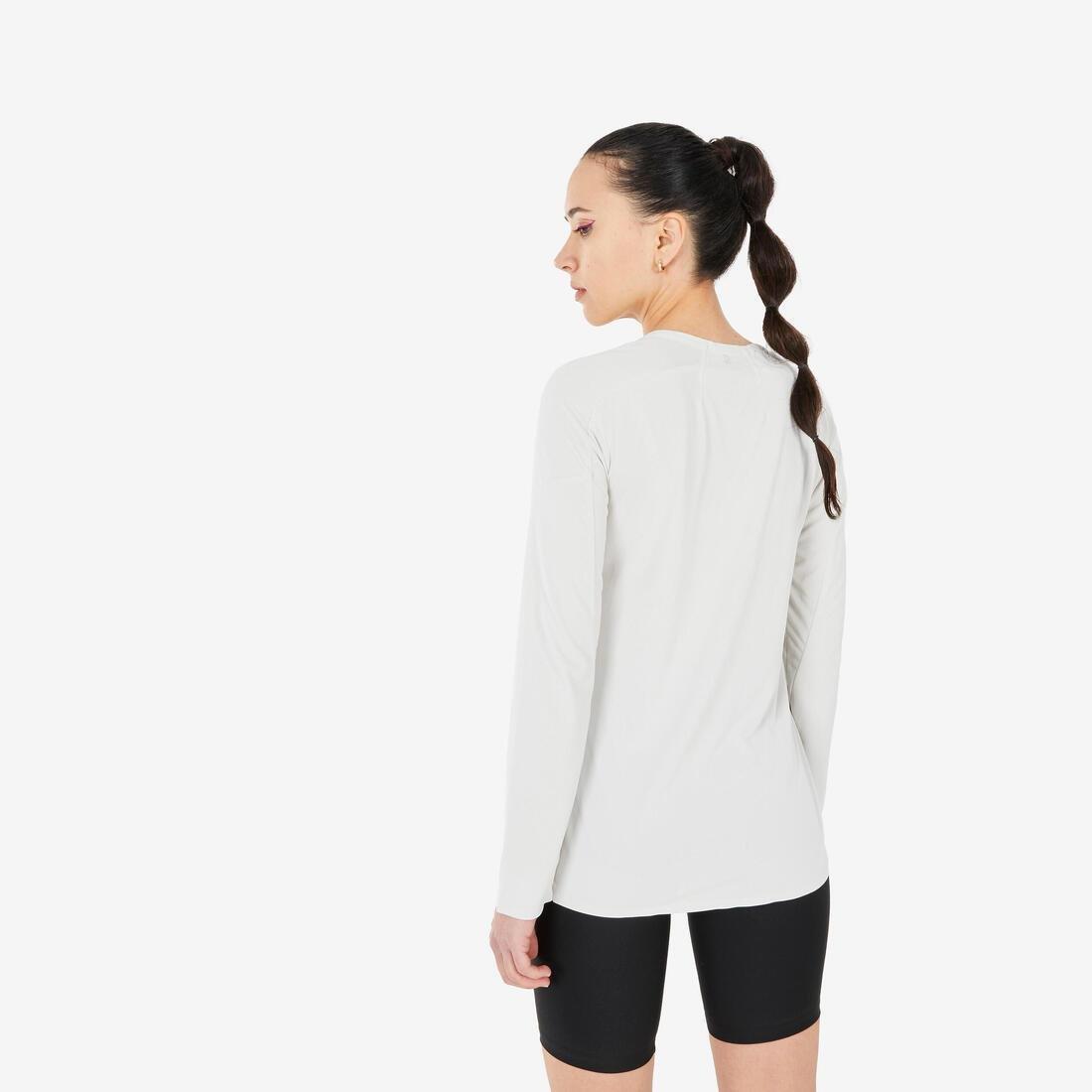 Women Long Sleeve Hiking T-Shirt - Mh500, Beige, , large image number 0