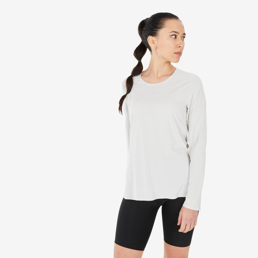 Women Long Sleeve Hiking T-Shirt - Mh500, Beige, , large image number 2