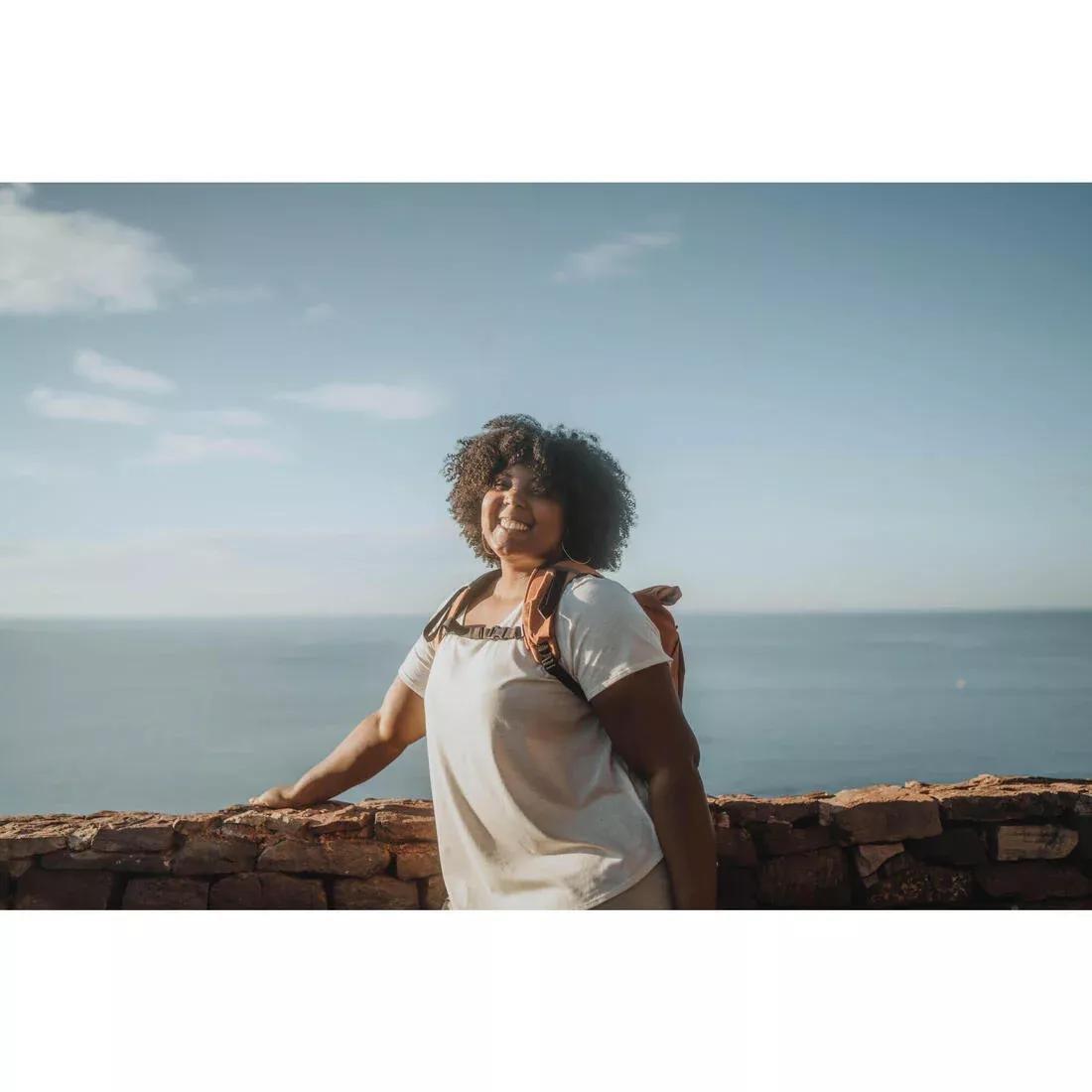 Women Hiking T-Shirt - NH500, Khaki, No Color, large image number 8